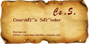 Csordás Sándor névjegykártya